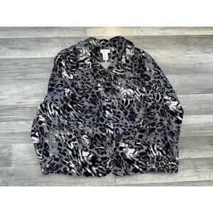 Laura Ashley Jacket, Womens Size 1XL , Black Grey / White Blazer Rhinestones